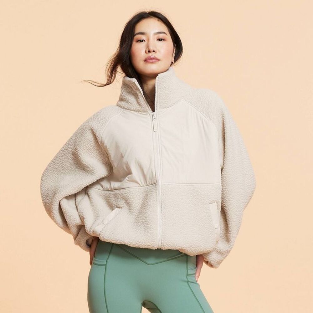 Blogilates -  Women's Campfire Fleece Full Zip Jacket Light Taupe